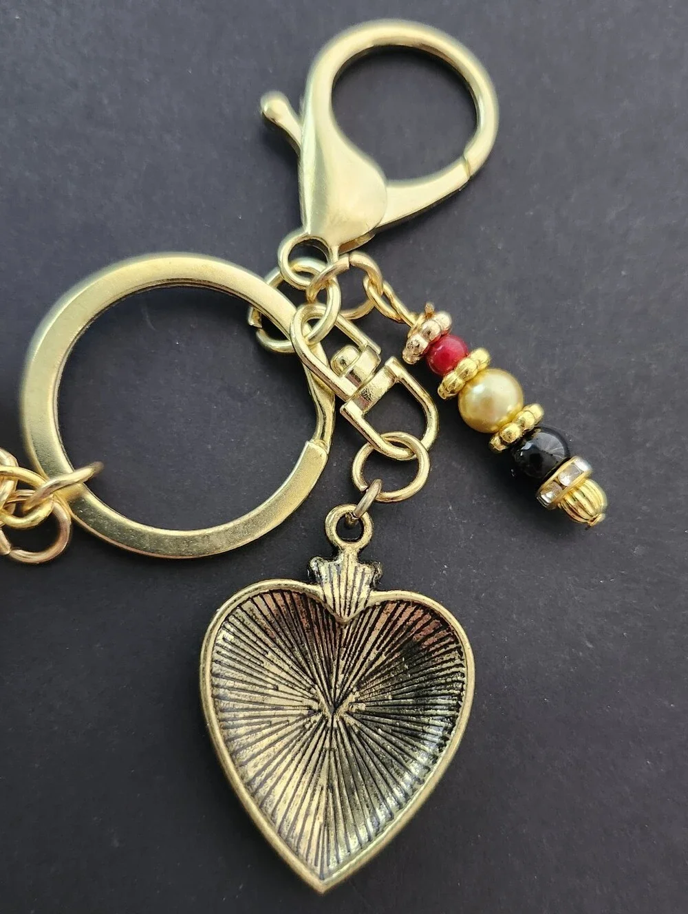 Heart Bag Charm Victorian-inspired Amazonite Obsidian Carnelian Handcrafted